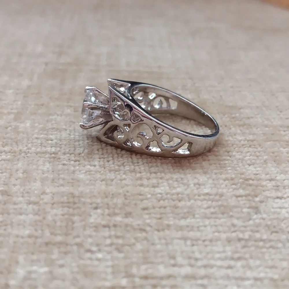 Silver Tone Cubic Zirconia Ring